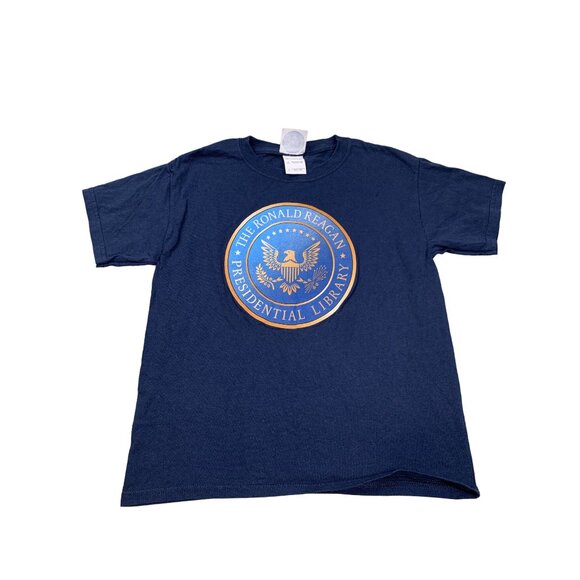 Ronald Reagan Presidential Library Youth Small Navy-Blue Shirt Republican Goat - Picture 1 of 9